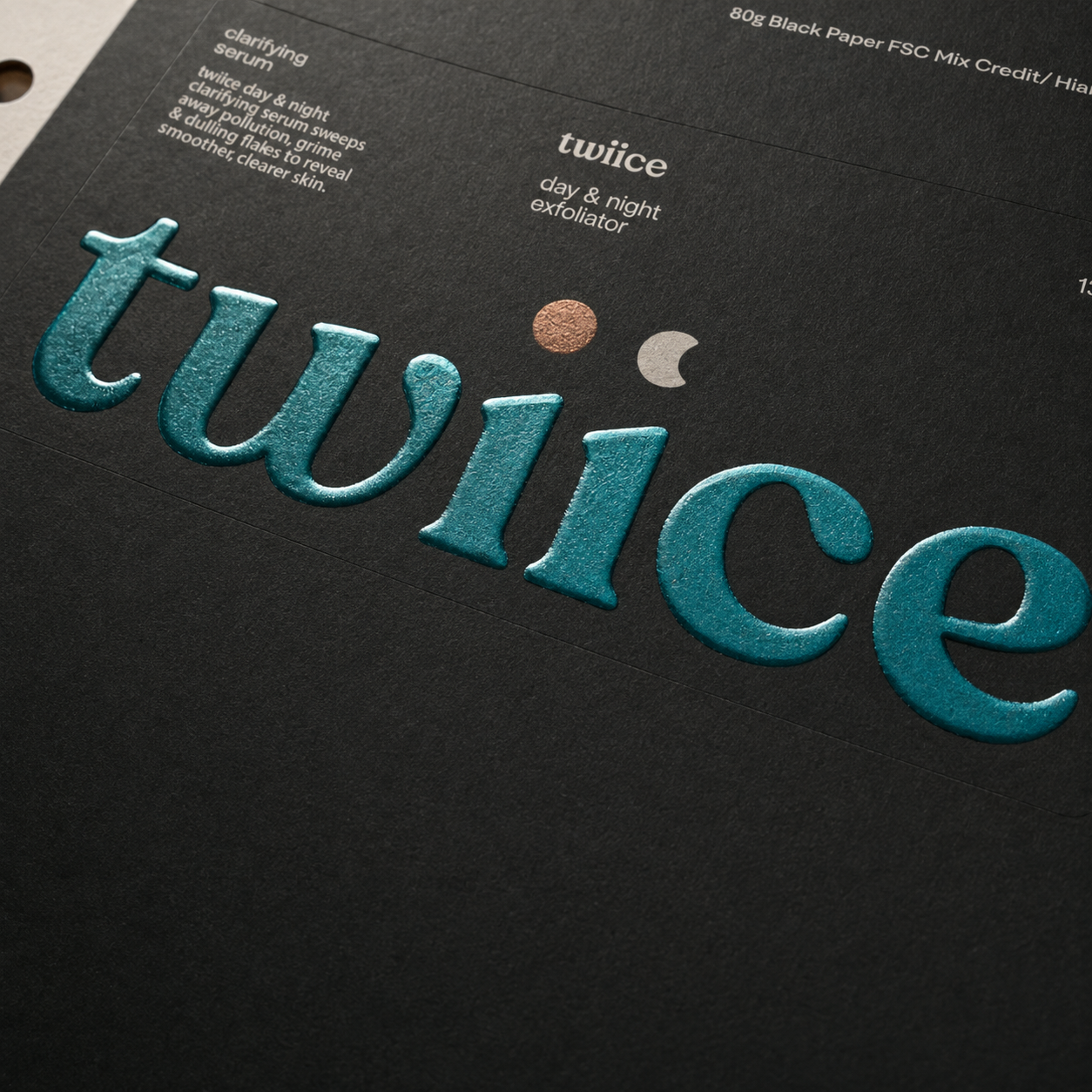 Spot UV luxury finish on premium black paper