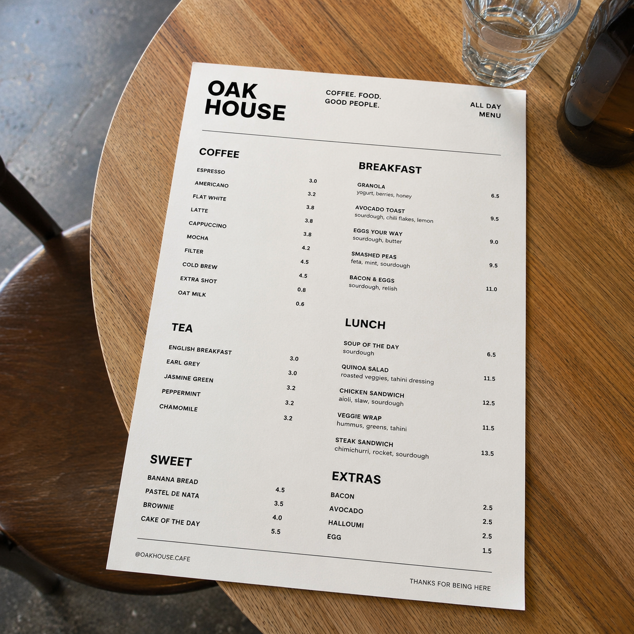 Laminated Menu