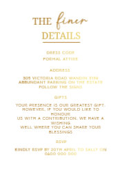 1Z White/Cream Card - Gold Foil