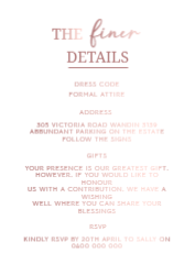 1Z White/Cream Card - Rose Gold Foil