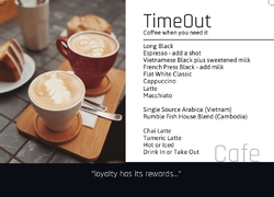 A6 Postcard, cafe, menu, food, beverage, take away, restaurant