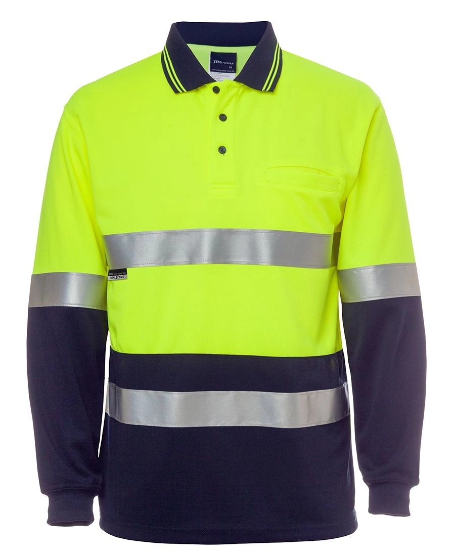 JB's Hi Vis Long Sleeve (D+N) Cotton Back Polo