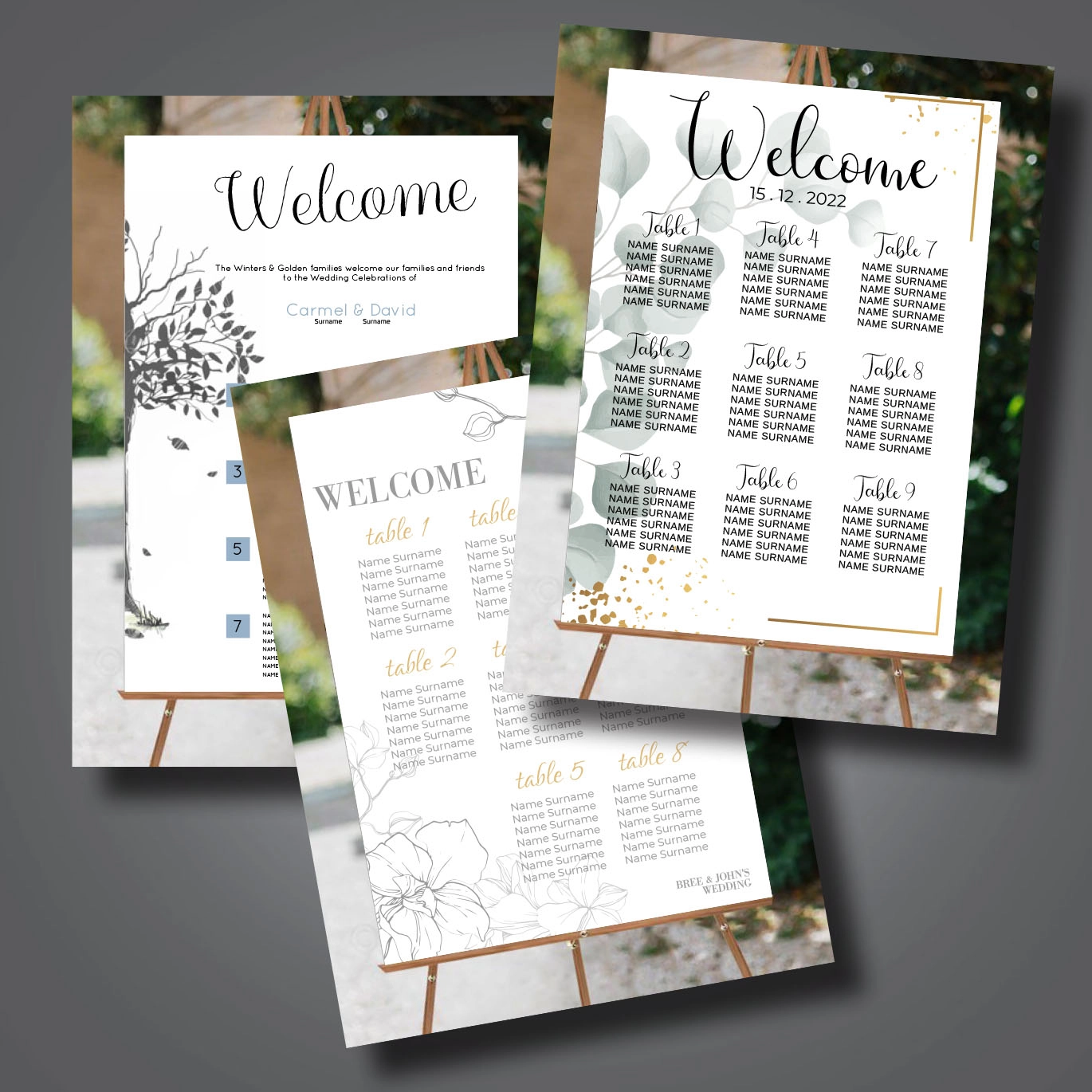 Wedding Seating Charts/Welcome Boards