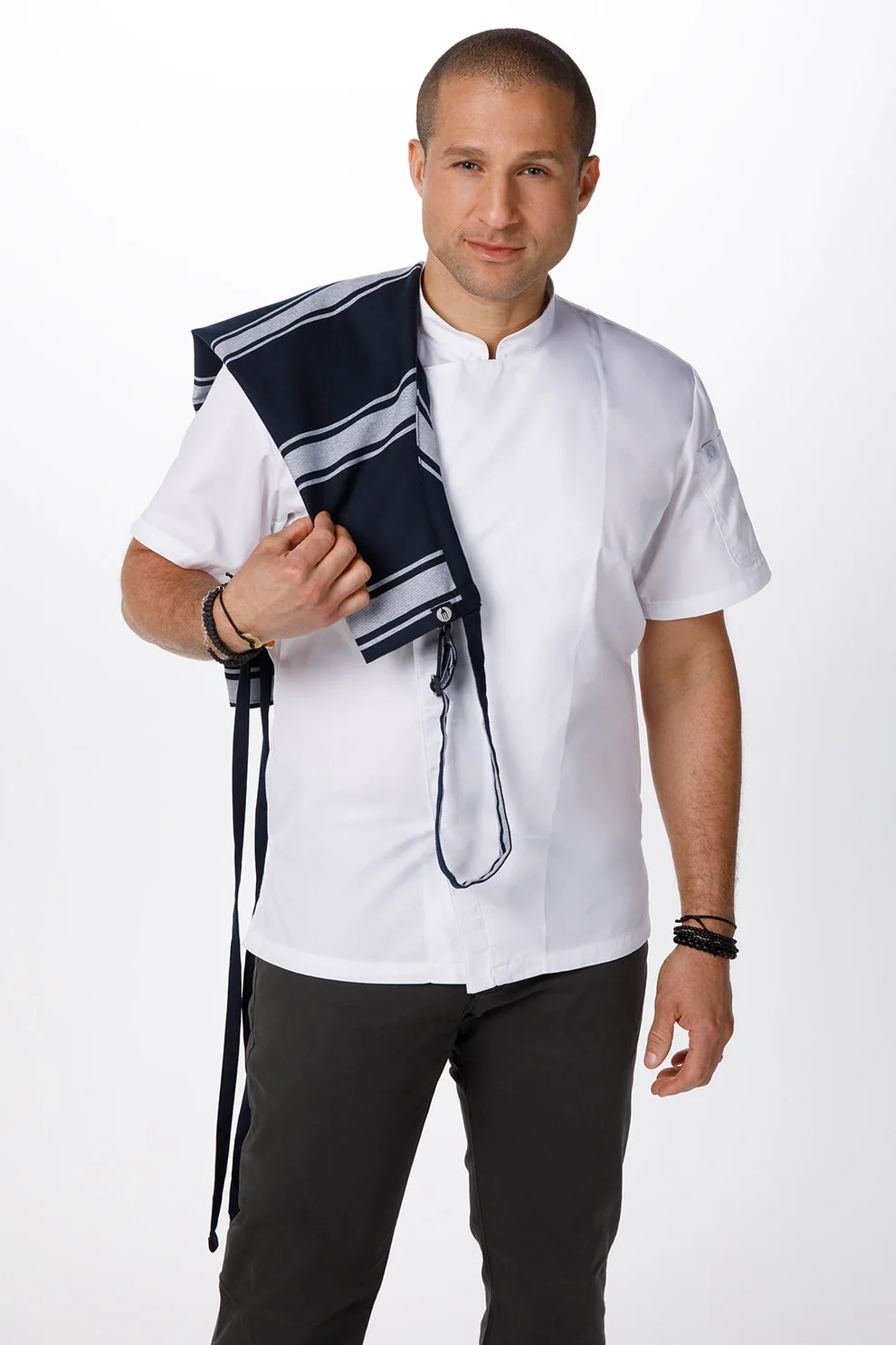Navy Butcher Stripe Bib Apron 8
