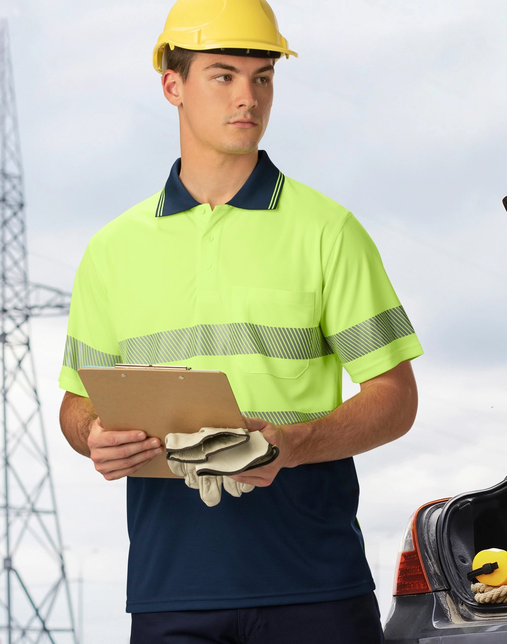 Unisex Hi Vis Segmented Polo 3
