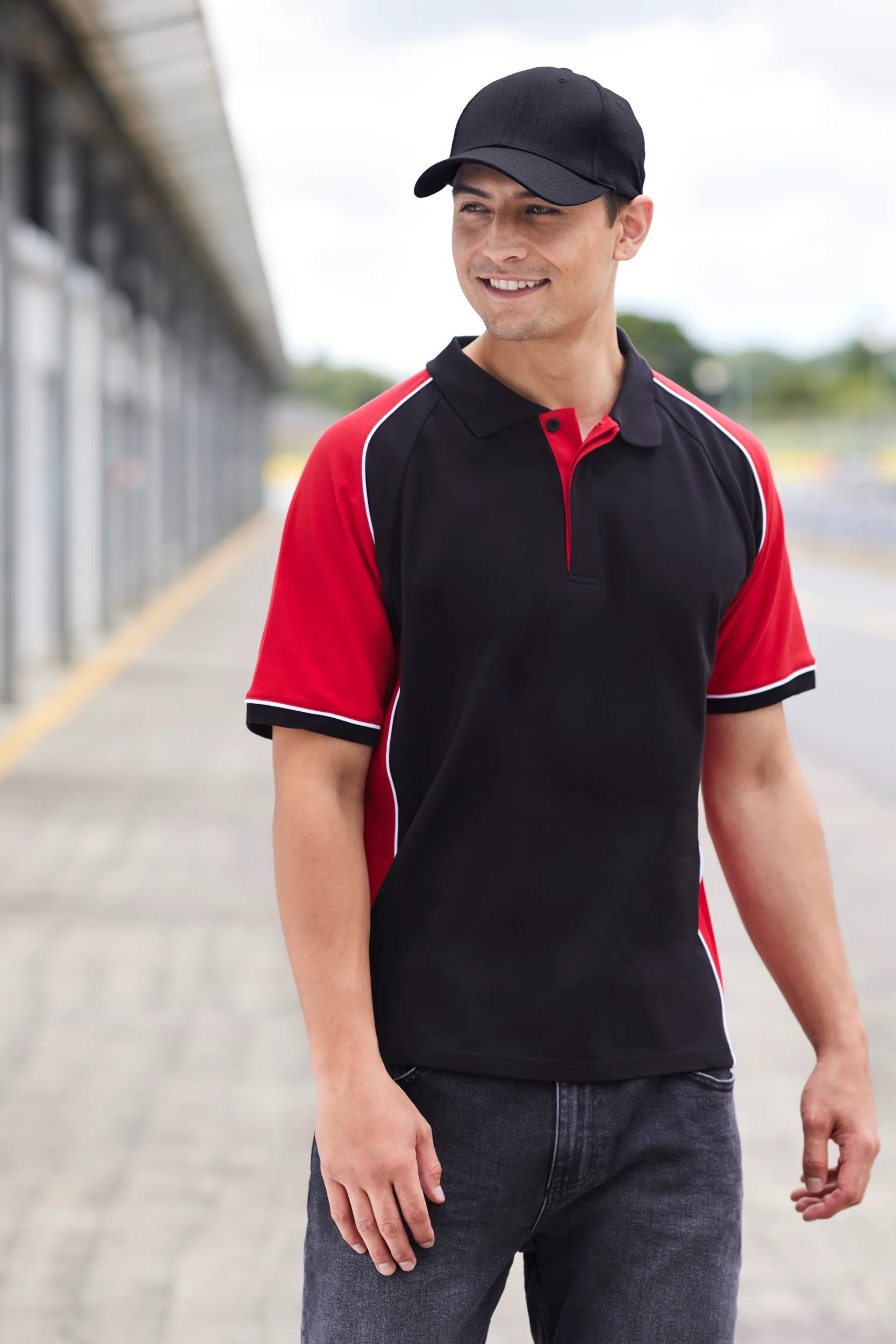 Mens Nitro Contrast Panel Polycotton Polo