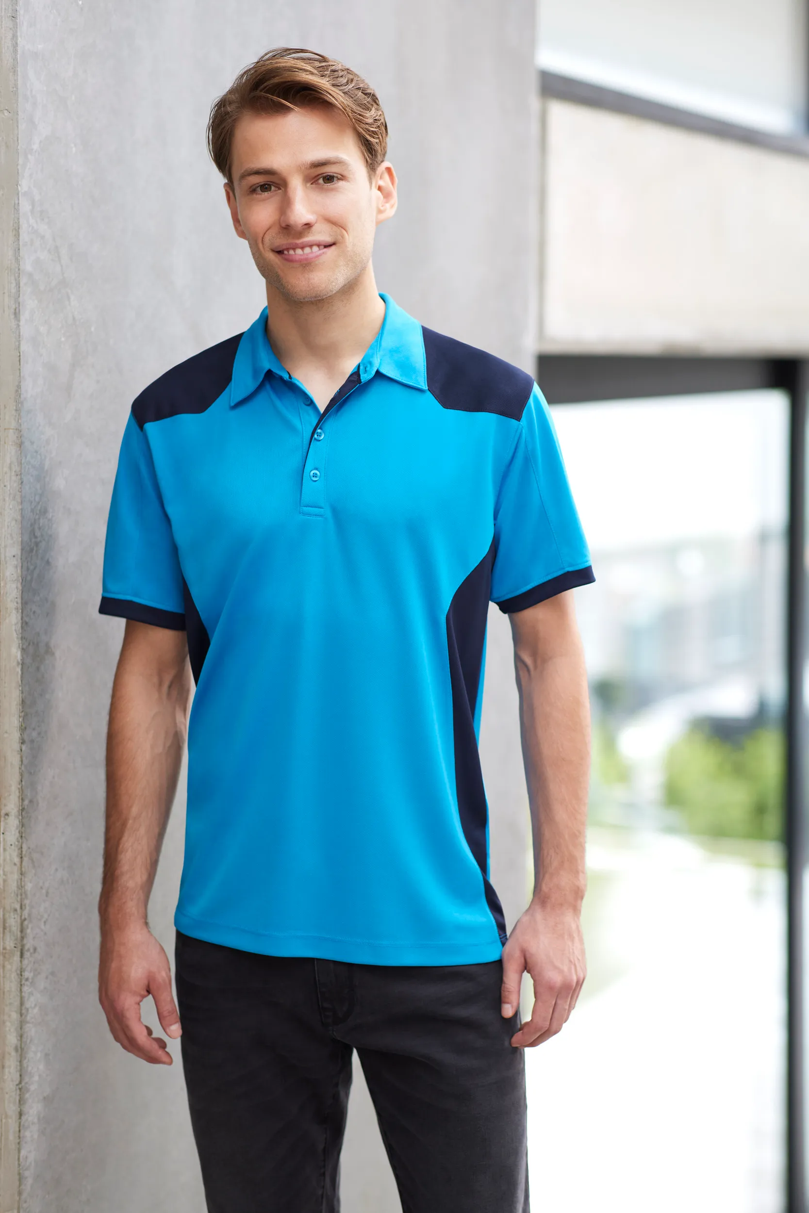 Mens Rival Bold Contrast BIZCOOL Breathable Polo