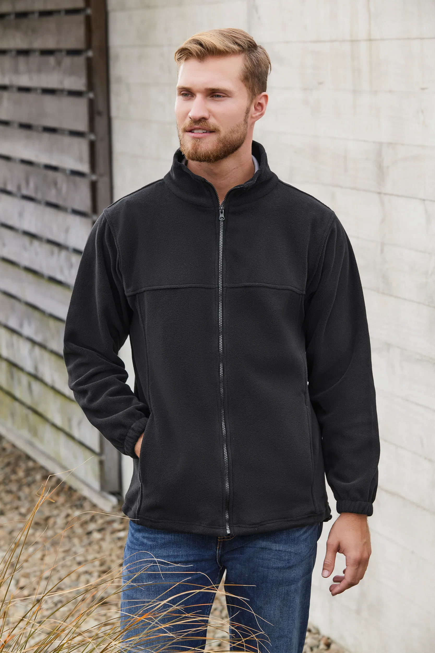 Men's Plain Microfleece Zip-Up Jacket