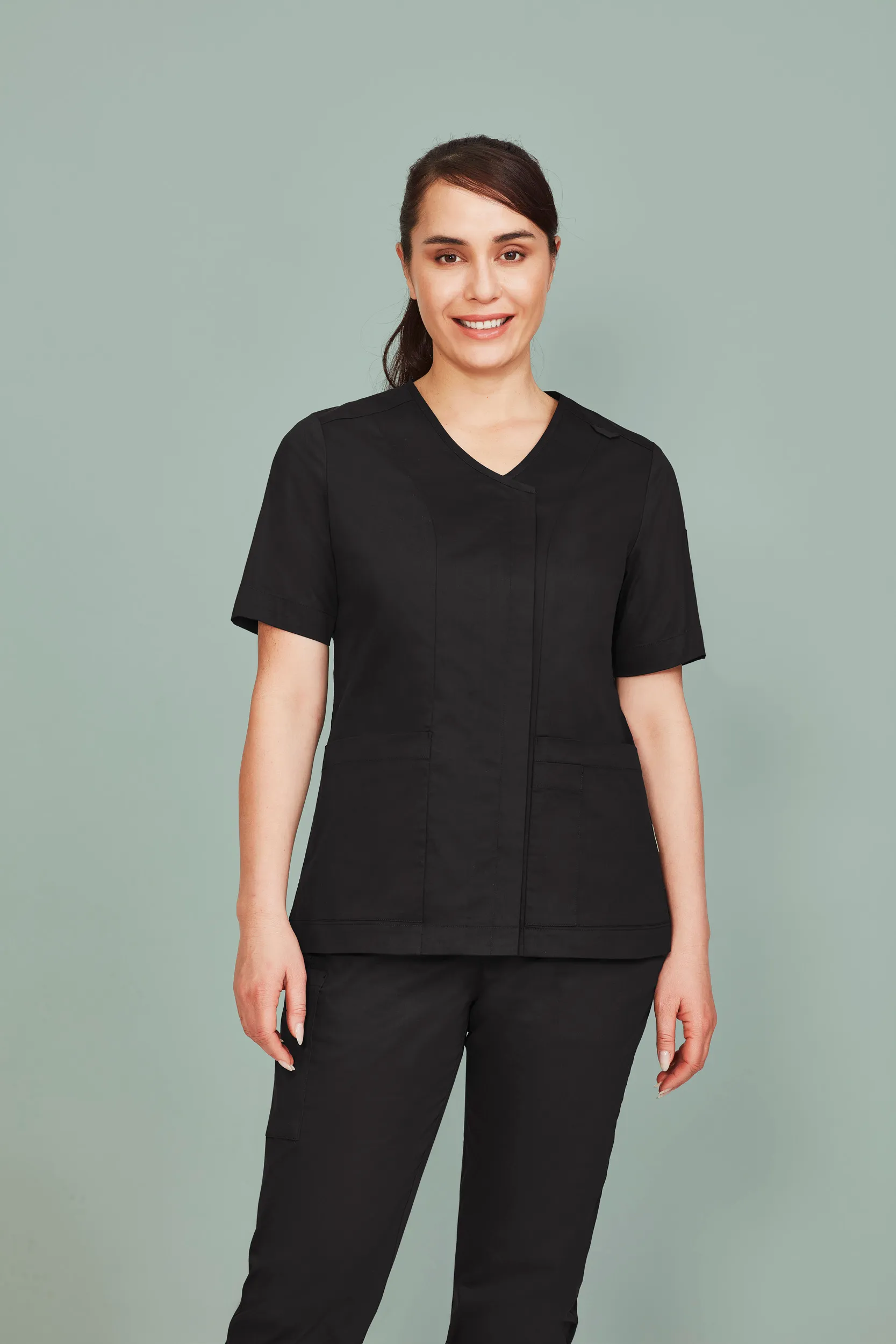 Womens Parks Zip Front Crossover Scrub Top