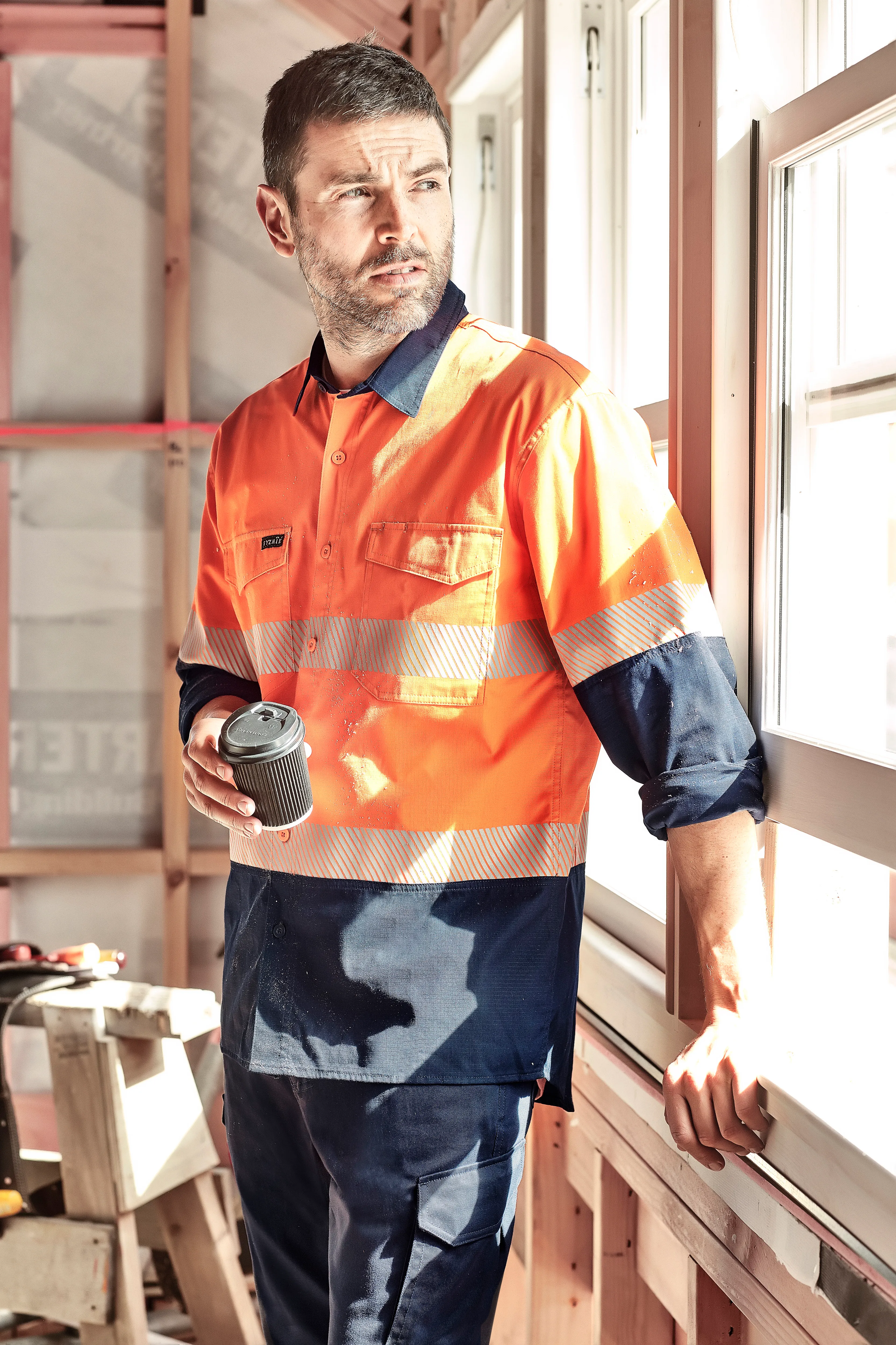 ZW229-Mens Rugged Cooling Hi Vis Segmented Tape L/S Shirt