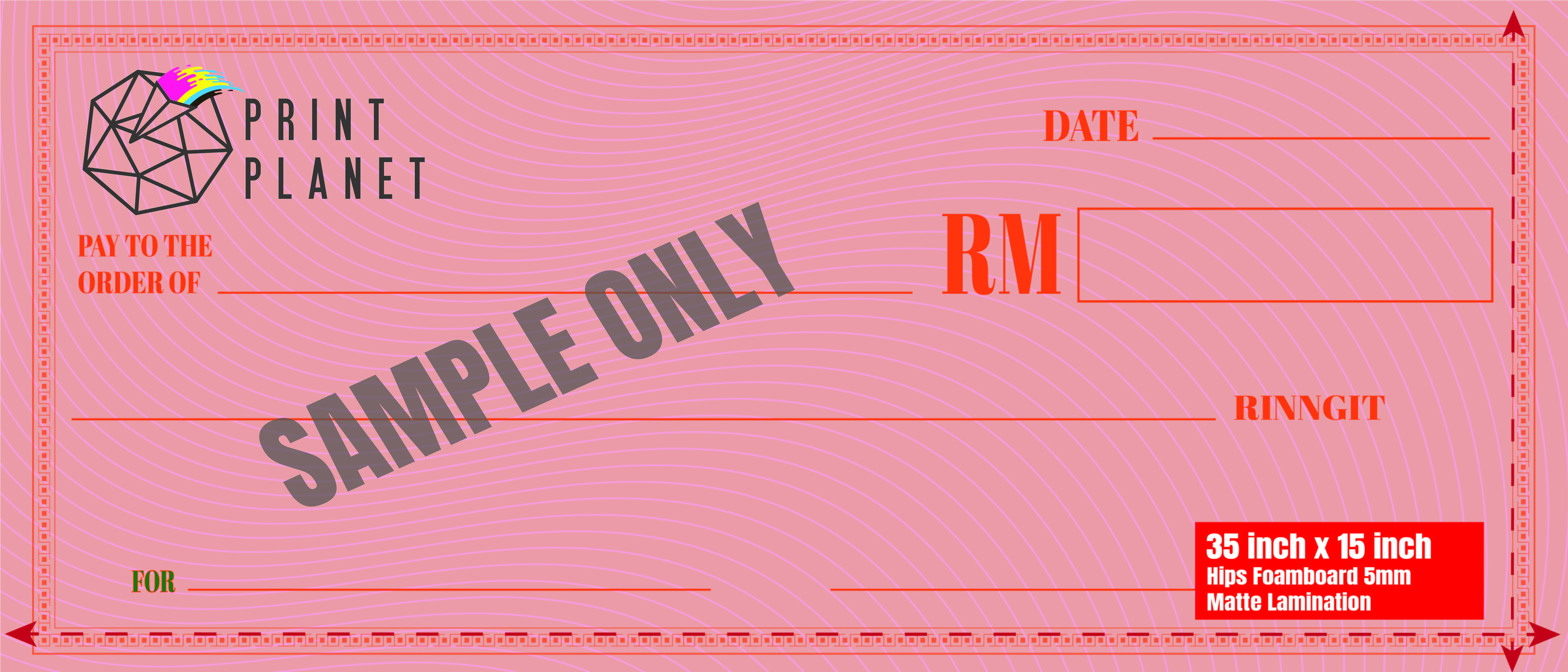 Mock Cheque (Popular Size) - Print Planet